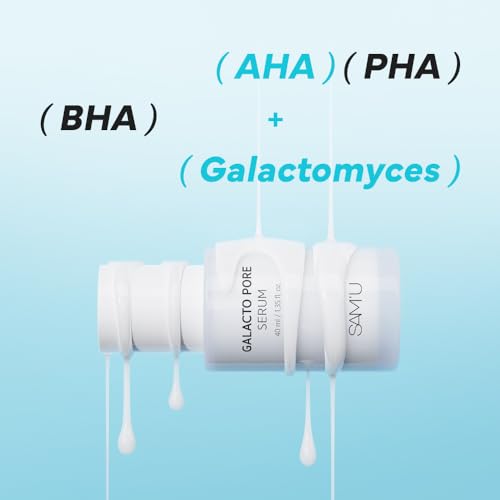 SAM'U Galacto Pore Serum – Pore Minimizing Facial Serum with Galactomyces For Glass Skin – Korean Skin Care, Tightening & Hydrating with AHA, PHA, BHA, Suitable for Acne-Prone Skin – 1.4 Fl. Oz