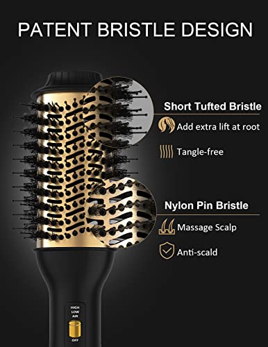 Hot Air Hair Blow Dryer Brush - 3 in 1 Negative Ionic Hairdryer Blowout Brush for Drying Straightening Volumizing - 60mm Oval Barrel fit All Hair Types - Salon Style, Smooth, Frizz-Free Results