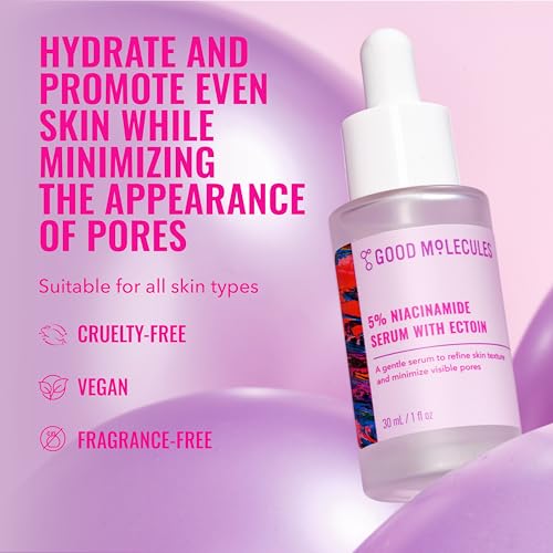 Good Molecules 5% Niacinamide Serum with Ectoin - Ultra Hydrating Serum to Target Enlarged Pores and Blemishes - Moisturizing, Pore Minimizer for Face - Skin Care