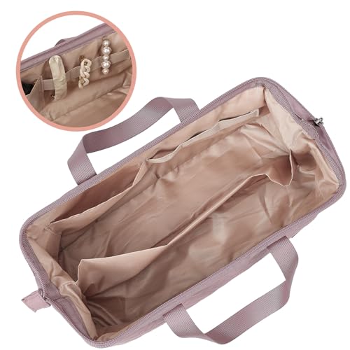 NISHEL Hair Tools Travel Carrying Bag, Portable Hair Air Wrap Dryer Case, Hair Dryer/Curling Iron/Airstraight Attachment Organizer, Peach Pink