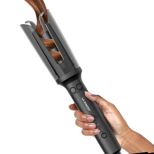 Automatic Rotating Curling Iron, Hair Curler with 3 Temps Fast Heating, 2-Way Rotating 1 Inch Curling Wand, Ceramic Coating, Ionic, Anti-Scald, Anti-Tangle, Dual Voltage Auto Shut-Off (Gray)