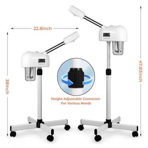 Professional Facial Steamer for Estheticians, Hot Mist & Timer Function, Vaporizador Facial Professional Steamer On Wheels for Home Use & Spa Salon Skin Cleasning