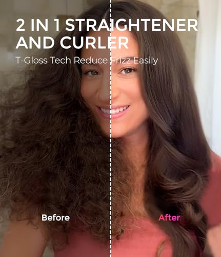 TYMO Thermal Brush Curling Brush - STYLUX 1.7 Inch Blowout Volumizer with Flexi-Fit for Hair Straightening, Heated Round Styler Tool, Hair Straightener and Curler 2 in 1, Dual Voltage, Pink