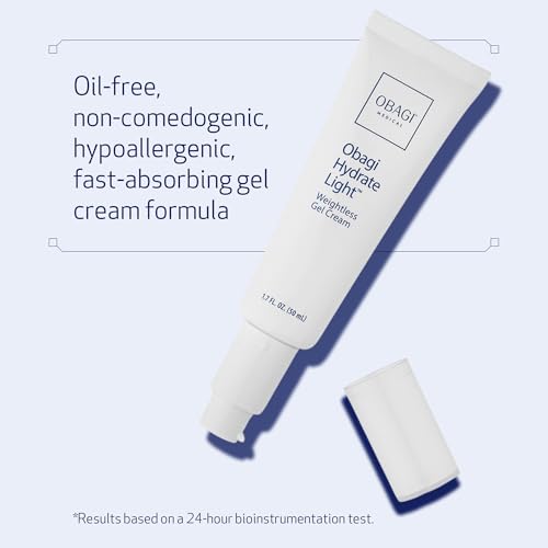Obagi Hydrate Light Oil-Free Moisturizer – Fast-Absorbing, Lightweight Gel for Acne-Prone Skin – Non-Comedogenic, Hypoallergenic with Soothing Niacinamide, Glycerin & Ceramides for 24-Hour Hydration