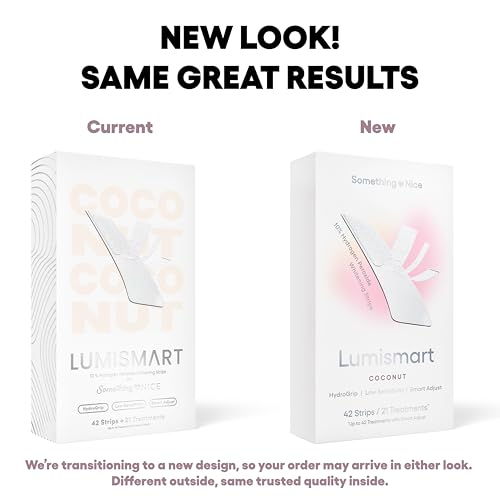 Something Nice Lumismart Whitening Strips - Dentist-Designed, Enamel Safe, up to 42 Treatments with Smart Adjust - Teeth Whitening Strips in Coconut for Sensitive Teeth