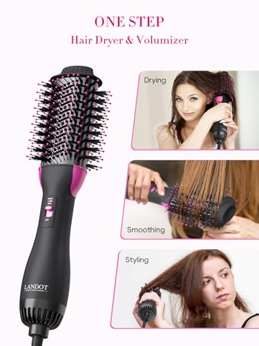 Hair Dryer Brush Blow Out Brush - Hot Air Styler and Volumizer for Smooth, Frizz-Free Results - 60mm Oval Barrel HairDryer for Salon Blowout & Dry Quickly - One-Step Drying Volumizing Straightening