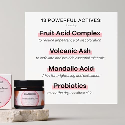 Mad Hippie MicroDermabrasion Facial - Exfoliating Face Scrub with Glycolic Acid, Mandelic Acid, AHA Complex & Hyaluronic Acid, 2.1 Fl Oz