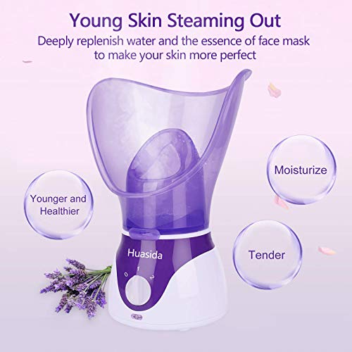 Facial Steamer Personal Steam Inhaler Sauna Facial Steamer Hot Mist Moisturizing Beauty Instrument Rejuvenate and Hydrate Your Skin (Purple)