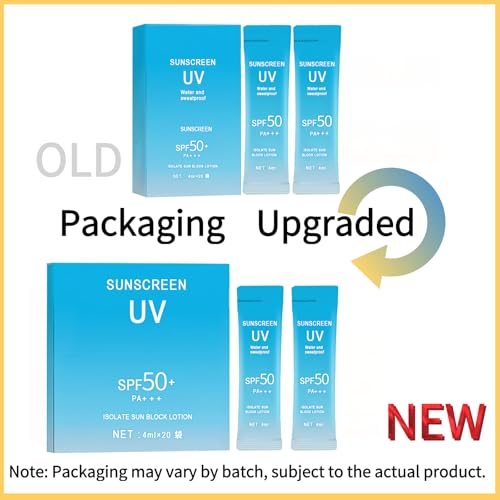 20PCS Mini Sunscreen with Hyaluronic Acid, SPF50+ PA+++ Travel Size Sunscreen Bulk (4ml Each), Lightweight & Non-Greasy & Hydrating, Waterproof Face & Body Sunscreen for Outdoor, Vacation, Daily Use