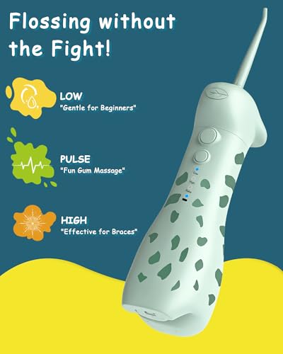 HUACOCARE Kids Water Flosser & Electric Toothbrush Combo | Giraffe & Monkey Design | 3 Gentle Modes & 2 Sonic Modes | All-in-One for Healthy Brushing Habits |Braces-Friendly | Gift for Boys & Girls