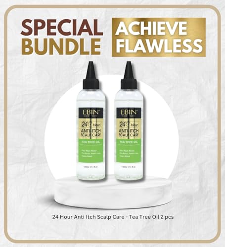 EBIN NEW YORK Tea Tree Oil Hair Spray – 2x 24 Hour Anti Itch Scalp Care 120ml Soothing Tea Tree Hair Oil & Scalp Reception for Dryness and Dandruff Relief – Gift Set (2 Items)
