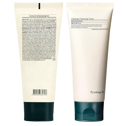 Pyunkang Yul PKY Calming Cleansing Foam, Low pH Formula Facial Wash/Cleanser with Witch Hazel, AHA for oil control- Cica, Tea Tree Extract - Rapid Moisture replenishment 3.38 Fl.oz