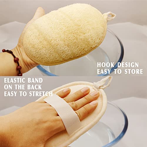 YIQINGJIE Natural Loofah Sponge Exfoliating Body Scrubber (2 Pack),Made with Eco-Friendly and Biodegradable Shower Luffa Sponge, Loofah for Women and Men, Beige