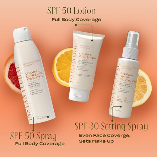 InstaNatural Skin Care Vitamin C SPF 50 Broad Spectrum Sunscreen Lotion, Lightweight, Non-Greasy Moisturizer for Body & Face, UVA, UVB Sunblock, with Aloe Vera & Botanicals, 5 Fl Ounce (Pack of 1)