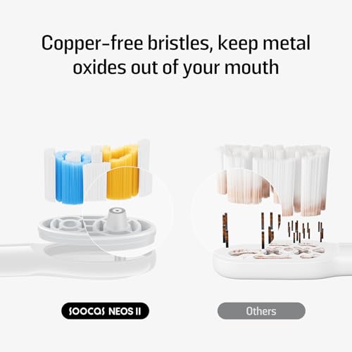 Soocas Multiclean Classic Clean Electric Toothbrush Replacement Heads, Compatible with Both NEOS II and NEOS II Ultra, 2 Brush Heads, Pearl White