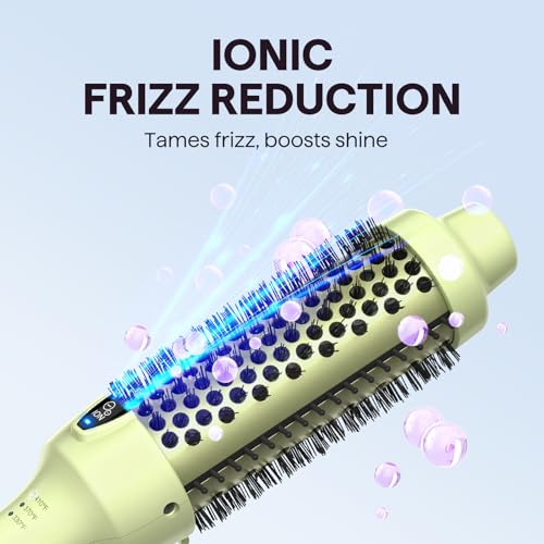 Wavytalk Thermal Brush, 1.5 Inch Blowout Express Ionic Heated Round Brush Creates Blowout Look Makes Hair Shinier & Smoother, Dual Voltage, Easy to Use (Green)