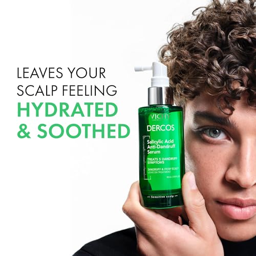Dercos Salicylic Acid Anti-Dandruff Treatment, Scalp Treatment Targets Dandruff Symptoms & Leaves Head Feeling Hydrated & Soothed, Serum Provides Flake & Itch Relief, 3 Fl. Oz.