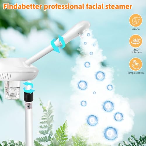 Professional Facial Steamer, Face Steamer on Wheels, SPA Ozone Steamer, Standing Face Steamer for Spa, Salon and at Home Use