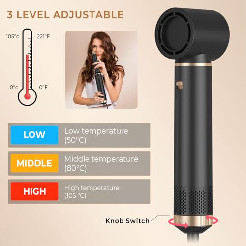 5 in 1 Hair Dryer Brush Set, Negative Ion Blow Dryer Brush Upgrade Hot Air Brush Air Styler Curling Wrap Air Curler, Curling Iron Hair Styling Tools As A Gift for Straight/Curl/Drying/Smoothing