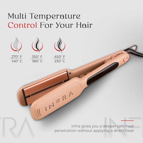 INFRA Ionic Ceramic Plates Flat Iron - 2 inch Infrared Quick Heat Up Hair Straightener - Best for All Hair Types - Professional 2 in 1 Straightener for Straight, Wavy, and Curly Hairs - Velvet