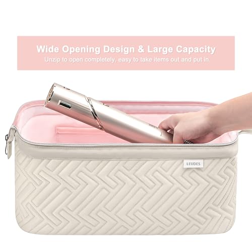 Leudes Hair Tools Travel Bag for Shark Flexstyle Carrying Case Portable Shark Hair Air Wrap Dryer Case Waterproof Dustproof Flat Curling Iron Travel Organizer (Beige)