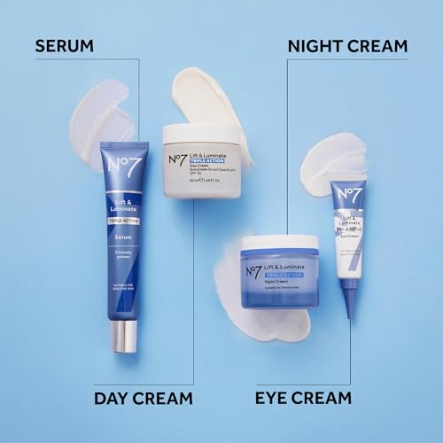 No7 Lift & Luminate Triple Action Under Eye Cream - Dark Circles Under Eye Treatment with Vitamin C & Collagen Peptide Technology - Helps Reduce Puffiness, Bags & the Appearance of Wrinkles (0.5 Oz)