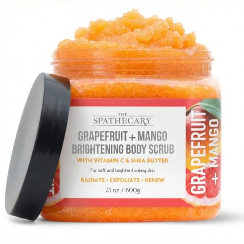 Grapefruit & Mango Sugar Scrub - Exfoliating & Hydrating Body Scrub With Shea Butter & Vitmain C to Help Brighten & Soften Skin for a Radiant Glow, Body Care Exfoliator & Cleanser, 21oz