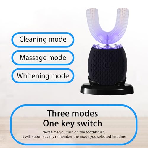 Ultrasonic Toothbrush for Adults - Automatic Electric Toothbrush Rechargeable Portable 30'' Automatic Timer Wireless Charging Washable Travel Home Dual-use (Black)
