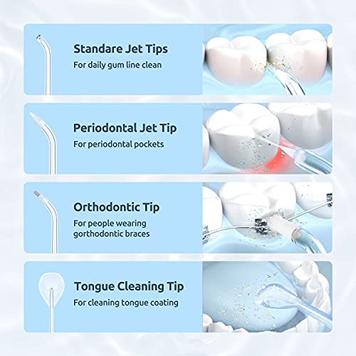 Water Flosser [ Mini Cordless Portable ] Oral Irrigator Water Teeth Cleaner Pick, Telescopic Water Tank, 3 Modes & IPX7 Waterproof, Home & Travel Water Floss for Teeth, Braces Bridges Care (White)