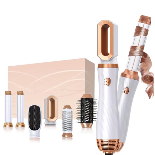 6 in 1 Hair Dryer Brush Set, Blow Dryer Brush Upgrade Detachable Air Styler Wrap Air Curler, Curly Twist Hot Curling Iron, Negative Ion Blow Dryer Hot Styler, Travel Hair Styling Tool