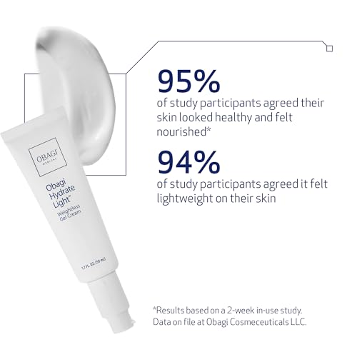 Obagi Hydrate Light Oil-Free Moisturizer – Fast-Absorbing, Lightweight Gel for Acne-Prone Skin – Non-Comedogenic, Hypoallergenic with Soothing Niacinamide, Glycerin & Ceramides for 24-Hour Hydration