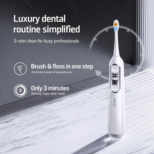 Soocas NEOS II - Electric Toothbrush with Water Flosser, Sonic Electric Toothbrush for Adults, Cordless Water Flosser for Travel, Portable Oral Irrigator, Up to 100% Plaque Removal, Pearl White
