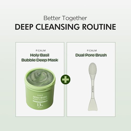 P.CALM Dual Pore Cleansing Brush for Blackheads Removal & Face Scrubber, Gentle Exfoliation. Deep Pore Cleaning Massager