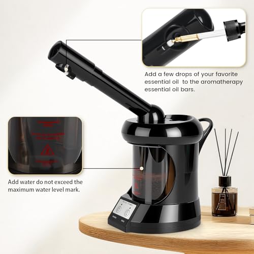 Facial Steamer Professional with More Steam for Deep Cleansing and Hydration, Face Steamer Featuring Extendable Arm, Steamer for Facial for Beauty, Spa and Home Use, Black