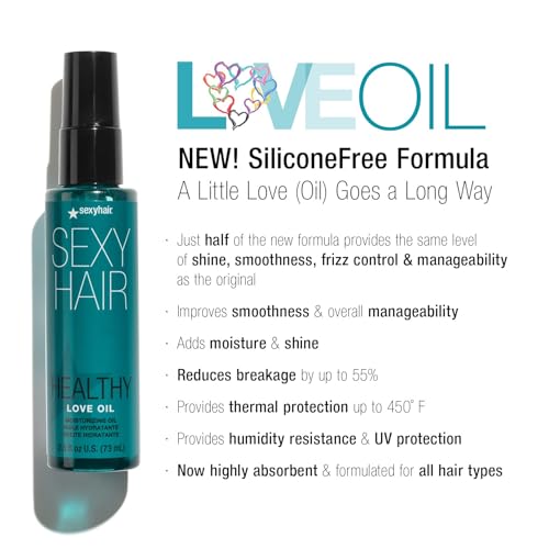 SexyHair Healthy Love Oil Moisturizing Oil | Improves Smoothness and Controls Frizz | Thermal Protection and Adds Shine | All Hair Types