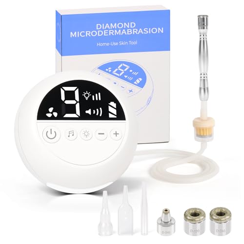 Pro Cordless Microdermabrasion Machine, Beauty Star Portable Facial Pore Vacuum Tool for Blackhead Removal, Glowing Skin, 3 Diamond Tips & 9-Setting Suction, Home and Salon Use