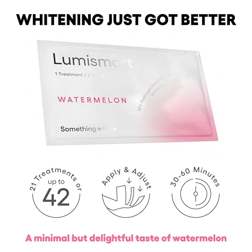 Something Nice Lumismart Whitening Strips - Dentist-Designed, Enamel Safe, up to 42 Treatments with Smart Adjust - Teeth Whitening Strips in Watermelon for Sensitive Teeth