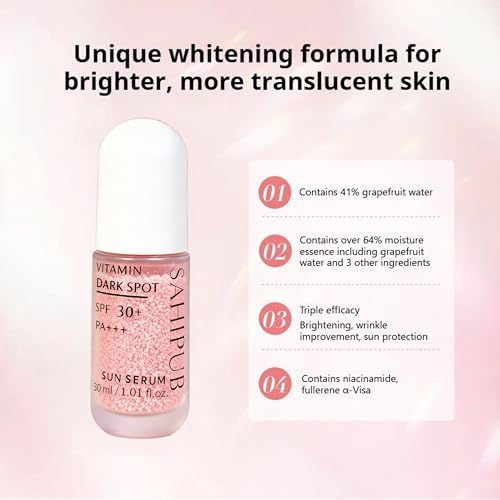 Facial Sunscreen SPF 30 - Hyaluronic Acid + Niacinamide, Vitamin C Antioxidant, Hydrating Moisturizer, Non-Greasy, No White Cast, Broad-Spectrum UV Protection, 1.01 fl oz