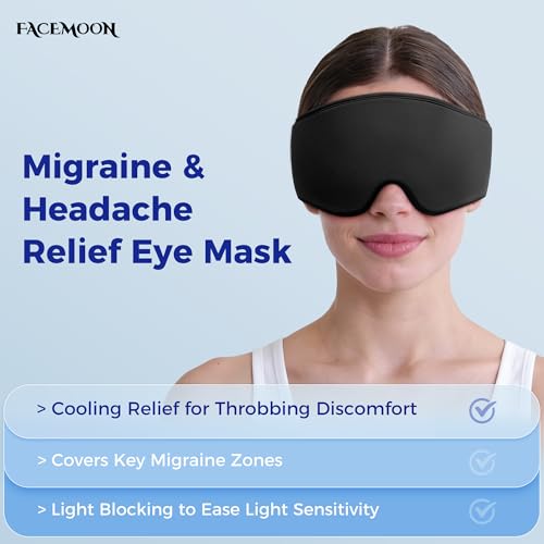 Migraine Relief Gel Eye Mask：FSA/HSA Eligible Cold Compress for Puffy Eyes, Headache & Surgery Recovery – Reusable Cooling Sleep Mask, Eye Care – Soft Ice Pack for Tension and Stress Relief (Black)