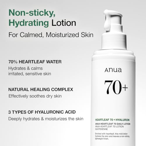 Anua Heartleaf Daily Lotion, Face Moisturizer with Hyaluronic Acid for Sensitive Skin, Lightweight, Korean Skin Care (200ml, 6.76 fl.oz.)