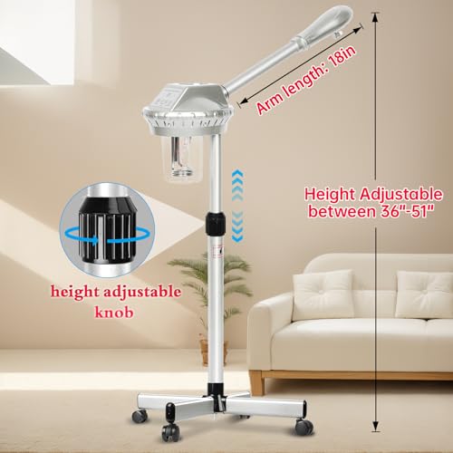 Professional Facial Steamer for Estheticians Face Steamr on Wheels with Hot Mist & Timer Function Suitable for Home Use or Beauty Spa Deep Cleansing and Hydration