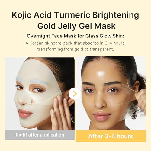 medicube Kojic Acid Turmeric Brightening Gold Jelly Gel Mask | Overnight Face Mask for Glass Glow Skin- Elasticity, Hydrating, Firming and Moisturizing | Korean Skincare, 28g x 4ea