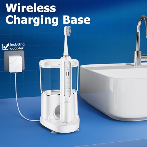 Electric Toothbrush with Water Flosser, Advanced 2.0 Flossing Toothbrush Combo in One with 5 Brush Modes & 3 Floss Speeds,500 ML Cordless,for Adults,Teeth, Gums, Braces, Dental Care,White