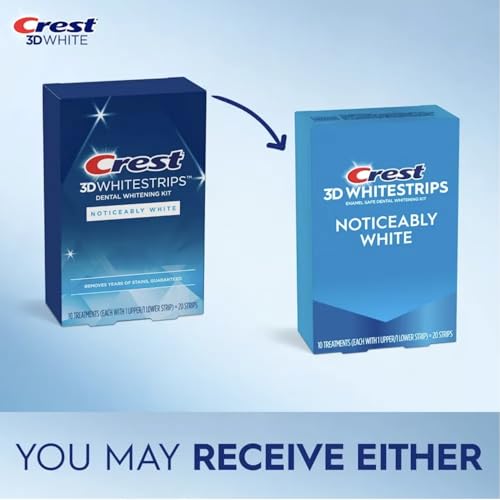 Crest 3D Whitestrips, Noticeably White, Teeth Whitening Strip Kit, 20 Strips (10 Count Pack)