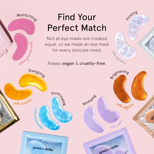 grace & stella Award Winning Under Eye Mask - Birthday Gifts for Women - Gel Eye Patches for Dark Circles, Puffy Eyes, Wrinkles, Undereye Bags - Gifts for Teen Girls Vegan Self Care (48 Pairs, Gold)