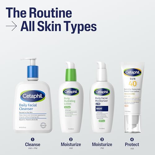 CETAPHIL Everyday Sunscreen Tinted Lotion for Face, 1.7 fl oz, 100% UVA/UVB Mineral Sunscreen: Titanium Dioxide & Zinc Oxide, SPF 40, For Sensitive Skin