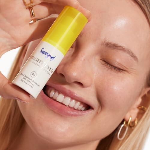 Supergoop! Bright-Eyed 100% Mineral Eye Cream, 0.5 fl oz - SPF 40 PA+++ Hydrating & Illuminating Mineral Sunscreen - Under Eye Cream for Dark Circles & Puffiness - Revives Tired Eyes