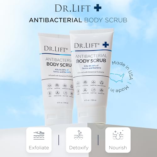 Antibacterial Body Scrub, Botanical Exfoliating Formula With Vitamin E, Vitamin A, Lavender, and Salt Granules to Exfoliate and Nourish Skin, Body Care for Oily and Combination Skin, 6 Fl Oz