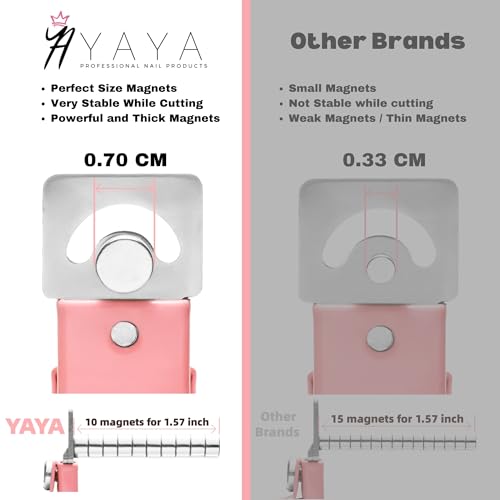 Yaya Acrylic False Nail Clippers with Magnets,Nail Cutters for Nail Tips,Nail Tip Cutter with Length Measurement, Acrylic Nail Cutter with Sizer Magnets, Manicure Tool for Salon Home Nail Art.