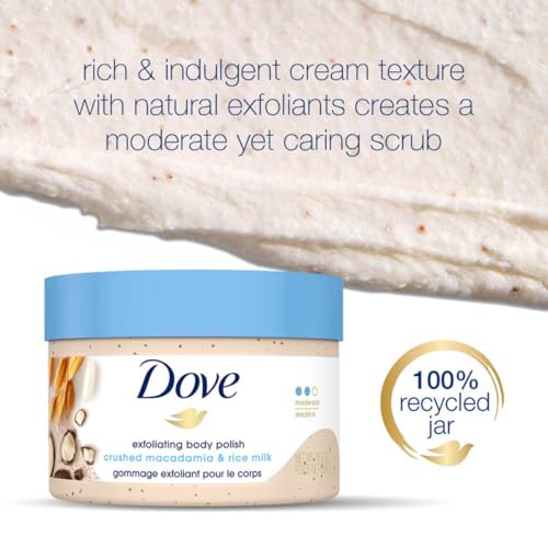 Dove Scrub Macadamia & Rice Milk Reveals Visibly Smoother Skin Body Scrub That Nourishes Skin 10.5 oz
